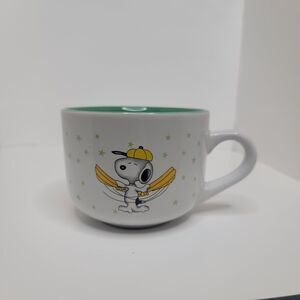 Peanuts Snoopy Cappuccino Mug White Green Interior